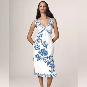 FARM Rio Floral Cascade Wavy Linen Sleeveless Midi Dress Size Medium M NWT